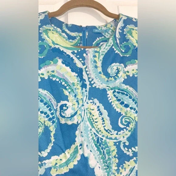 J. McLaughlin Blue Paisley Sleeveless Sheath Dress - Picture 4 of 7